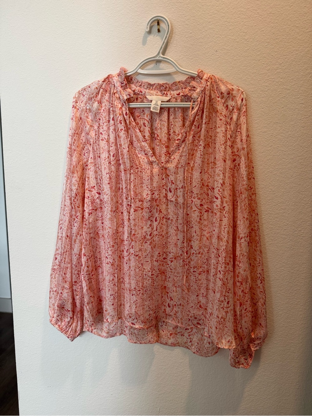 H&M pink floral sheer blouse- small